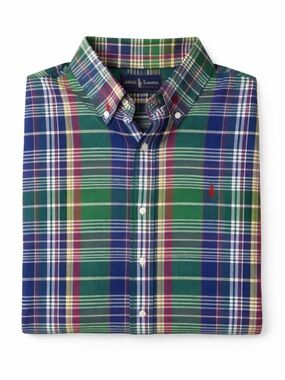 Vintage Ralph Lauren Mens Madras Plaid Button Down Shirt Small Preppy Ivy League